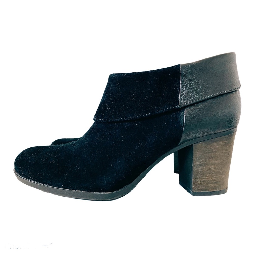 CLARKS • Black Suede & Leather Ankle Boots